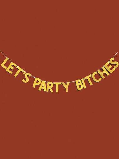 1Set Let's Party Glitter Banner Funny Bachelor Party Decorations DIY String Party Banner For Bridal Shower Wedding Party Decoration Happy Birthday Party Supplies, Favors And Gifts