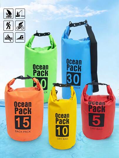 حقيبة مقاومة للماء عالية الجودة، سعة 5 لتر/10 لتر/15 لتر/20 لتر/30 لتر، مناسبة للتجديف والقوارب والصيد والسباحة والتخييم، خفيفة الوزن وطافية، حقيبة جافة محمولة للرياضات الخارجية، حقيبة مقاومة للماء عالية الجودة من البي في سي