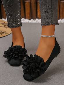 XfxfA Women's Striped/Pointed Toe Flat Shoes, Suitable For Shopping/Casual Daily/Commute/Vacation Wear - Black - View 6