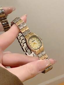 1件金色方形手链女士石英表，罗马数字刻度，适合日常佩戴，也可作为生日/毕业礼物或派对礼物 - 金色 - 查看 2