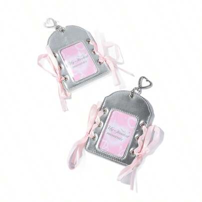 Ví đựng thẻ hình trái tim bằng da PU dành cho nữ, thiết kế kiểu INS, ví đựng thẻ hình quả đào.