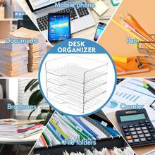 4 Pack A4 Acrylic Letter Tray – Stackable Document Organiser, Transparent Premium Clear Filing Organizer Trays For Magazines, Notes, A4 Size File Paper(Sturdy Design) - View 8