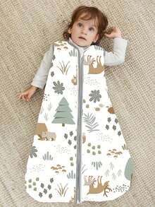 1pc Baby Sleeveless Printed Sleeping Bag - Soft, Breathable, Skin-Friendly With Cute Animal Prints, Anti-Kick Swaddle, Bidirectional Zipper Design, Unisex For Baby Boys And Girls, Suitable For All Seasons! - Sleeveless Printed Baby Sleeping Bag - View 4