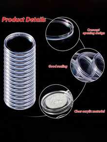 Coin Collection Box Set - Transparent Coin Capsules, Round Plastic Coin Boxes, Coin Collection Storage Boxes, Commemorative Coin Protectors, Christmas, Transparent Round Plastic Coin Boxes With Storage Box, Adjustable Coin Protectors, Commemorative Coin Protectors, Coin Collection, Round Boxes - Multicolor - View 5