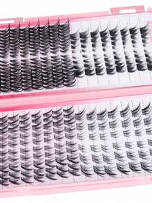 336PCS Cluster False Eyelashes, DIY Eyelash Extension Kit With Bond And Seal&Tweezers, Soft & Natural Mixed Lashes, Create 3D Eye Makeup, For Home DIY, Travel, Daily Commute, Evening Party, Wedding Bride Makeup,Lashes,Eyelashes,Fake Lashes - Black - View 6