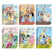 Bluey Bộ 6/12 cuốn sách tô màu hoạt hình   tự làm, sách tô màu graffiti hoạt hình dành cho tiệc tùng, sách vẽ tranh, đồ chơi trẻ em, quà tặng hoàn hảo cho tiệc tùng, quà tặng lễ hội (Kiểu ngẫu nhiên) - Nhiều màu - Xem 2
