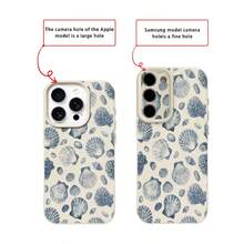 1个TPU材质复古浅蓝色贝壳图案手机壳，适用于 17 Pro Max/17/16 Pro Max/15/13/12/11、S20 FE/A15/S24/A55、Note 11/Note 12/Note 13 Pro，全包防摔软保护壳 - 白色 - 查看 7