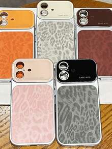 Luxury Leopard Print Faux Leather Large Window Phone Case Compatible WIth IPhone 17 Pro Max 17 Pro 17 16 Pro Max 16 Pro 16 15 Pro Max 15 Pro 15 14 Pro Max 14 Pro 14 Stylish Camera Protection Plating Frame Y2K Soft Cover - Pink - View 4