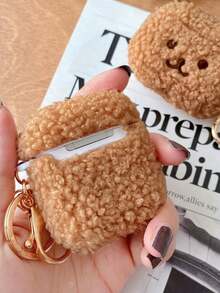 1pc Cute Brown Plush Puppy TPU Shockproof Earphone Case, Suitable Compatible With Apple 1/2/Pro Protective Cover - Multicolor - View 3