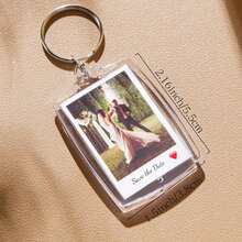1/3/5pcs Custom Photo And Text Keychain, Personalized Acrylic Keychain, Custom Couple Keychain, Photo Key Ring, Valentine's Day, Birthday's Gift - Multicolor - View 3