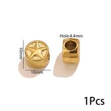 1 件不锈钢金色椭圆形圆形心形花朵大孔珠隔珠，适用于手链、项链、金属发饰等饰品制作。 - 金黃色 - 查看 10