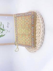 新款轻便刺绣零钱包，双面刺绣女士小包，女孩化妆包，多功能卡包，复古实用化妆包，便携手提包，精致图案零钱包 - 彩色 - 查看 8