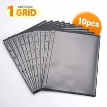 10pcs Double-Sided 9-Slot Stamp Collection Pages, Divided Format Stamp Album Refill Sheets, Transparent Protective Stamp Holders, Reusable For Stamp Collection And Display - A - View 16