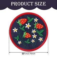 2片草莓图案刺绣布贴，带熨烫背胶，多用途缝纫贴花，适用于服装、牛仔布和草莓主题物品。 - A - 查看 2