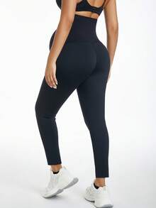 孕妇可调节托腹保暖黑色裤子 - 黑色 - 查看 2