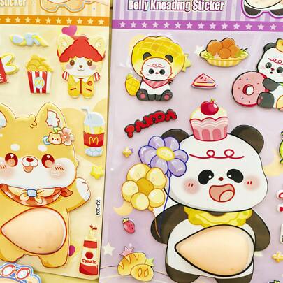 新款可爱捏捏乐贴纸，桃子捏捏乐玩具，肚皮装饰捏捏乐玩具，批发减压贴纸