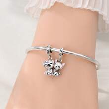 A Silver Plated Couple Series - Detachable Magnetic Cat Capybara Pendant Suitable For 3mm Bracelet Bracelet DIY Pendant, Ladies' Fashion Jewelry Holiday Birthday Gift - Multicolor - View 4