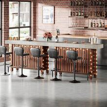 LITTLE TREE 63-Inch Large Home Bar Unit, 2-Tier Mini Bar Table Height Pub Table With Footrest, Modern Coffee Bar Cabinet For Home Kitchen, Bistro, Dining Room, Living Room - Gray and Rustic Brown - View 8