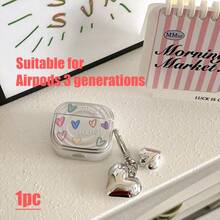 1pc Heart-Shaped Sticker Candy Earphone Protective Case, Suitable For Airpods 4th Gen, Multi-Model, Colorful Heart Element Earphone Protective Shell, Wavy Electroplated Colorful Heart Bluetooth Earphone Case, Silicone Earphone Cover, Earphone Accessories, Earphone Case - Silver - View 18