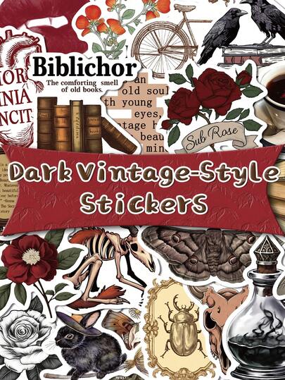 100pcs Dark Retro Style Stickers Cartoon Character Designs Perfect For Guitars, Skateboards, Parties, Notebooks, Suitcases Holiday Gift Decorations - Arts & Crafts Stickers