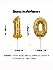 Gold Balloon Trim Star Print Number 0-9 Birthday Party Cake Decorative Candles - View 7