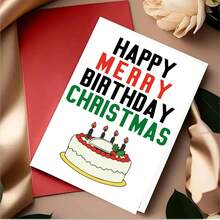 Interesting And Creative Birthday Card, Suitable For Anyone, Merry Christmas & Happy Birthday Card With Envelope, Funny December Birthday Gift Idea, Happy Eid Mubarak - Single Piece - View 2