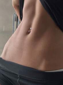 1 pieza Anillo de ombligo de plata de ley S925 con flor de rhinestone, diseño minimalista y lujoso, para uso diario de mujeres, regalo de aniversario/cumpleaños - soltero - Ver 3