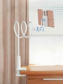 手机平板懒人支架 360°可调节柔性鹅颈手机支架 黑色通用夹式支架 适用于床头阅读和观看视频 - 黑與白 - 查看 12