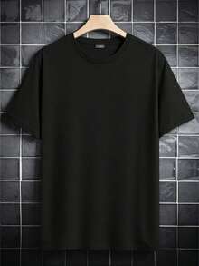 男士赛车图案T恤，复古圆领短袖T恤 - 黑色 - 查看 4