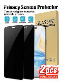 2pcs Tempered Glass Privacy Screen Protector, Protects Screen From Scratches, Shatter-Resistant, Compatible With IPhone 17 Pro Max/17 Air/17 Pro/16 Pro Max/16 Pro/16 Plus/16E/16/15 Pro Max/14 Pro/13/12 Mini/11/Xs Max/XS/XR - Black - View 14