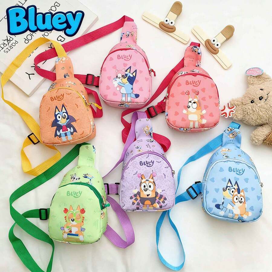1 chiếc túi đeo chéo hình hoạt hình Bluey, túi đeo ngực hình gia đình Bluey dễ thương, túi đeo chéo hoạt hình nhẹ, quà tặng Halloween & Giáng sinh. - Nhiều màu - Xem 1