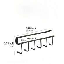 6钩可移动多功能挂架，可挂在门上，用于收纳帽子、马克杯、咖啡杯、厨房用具、围巾等，适用于厨房吧台、咖啡吧、衣柜和橱柜下方。 - 彩色 - 查看 12