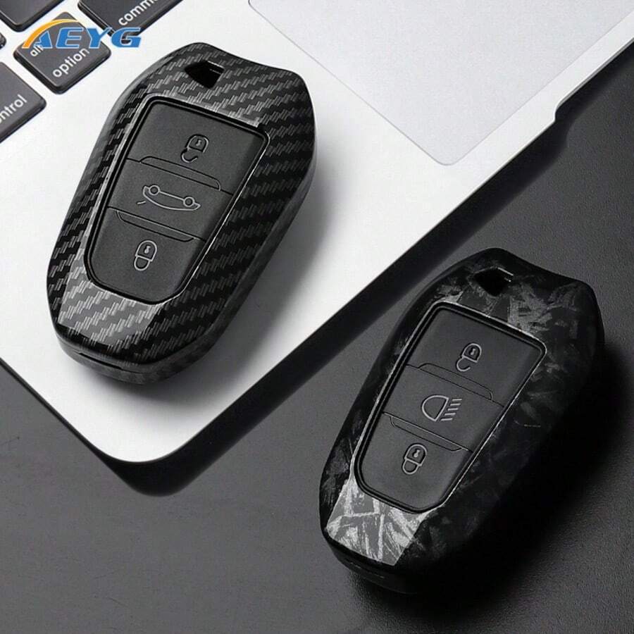 Carbon Fiber Style ABS Car Key Shell Protective Cover, Suitable For Peugeot 2008 3008 4008 5008 308 408 508 C1 C2 C4 C6 C3-XR Picasso Grand DS3 DS5 - Peugeot B - View 1