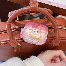 Delicate Translucent Soft Pink Cute Peach Smiling Face Wireless Earphone Case + Pink Hanging Ring, Compatible With Airpods 4th/3rd/Pro/Pro2/2nd/1st/Pro 3rd Generation - Pink - View 6