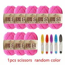 8 cuộn sợi polyester chenille + 1 kéo nhỏ màu ngẫu nhiên, tự làm đồ đan móc túi xách / khăn quàng cổ / áo len / đồ chơi nhồi bông - nhiều màu - Xem 40