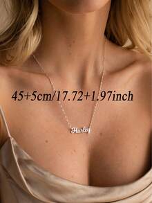 1pc Customized "Caitlyn" Name Necklace, Minimalist Shiny Twist Chain, Stainless Steel Material, Personalized Name Necklace, Elegant Jewelry Gift, Women's Necklace, Suitable For Bridesmaid Invitation, New Year, Valentine's Day, Eid, Mother's Day - Multicolor - View 5