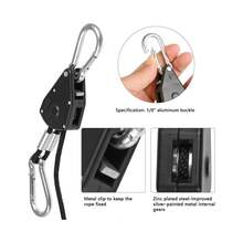 可伸缩重型棘轮捆绑带，带滚轮和登山扣，采用滑轮系统，适用于各种捆绑用途，例如皮划艇、悬挂植物、植物生长灯和帐篷。 - A - 查看 5