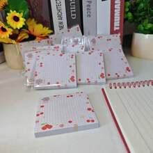 Random 1pc Cute Cherry Pattern Sticky Notes | 80-Sheet Creative Decorative Stationery For Office Study Home Reminder - A - Xem 6
