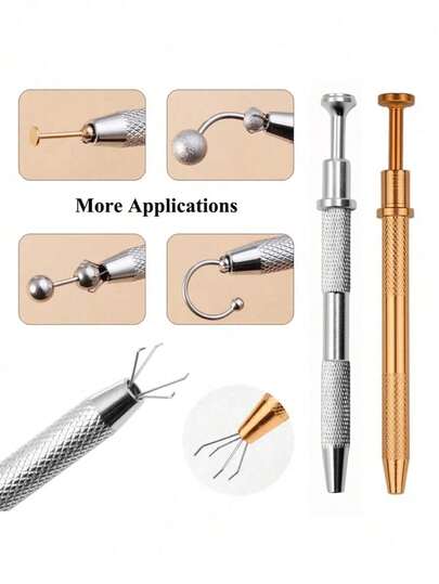 Tattooed Ball Claw Holder Professional Diamond Bracket Pick-Up Tool Body Piercing Tool With 4 Claw Tattoo Accessories Stainless Steel Pearl Grab Holder Jewelry Making Jewelry Tools 1pc 4-Prong Claw Rhinestone Grabber, Crystal Tipped Tweezer Catcher, Hole Punching Jewelry Making Grabbing Tool