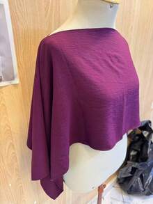Women's Cropped Cape Blouse, Boho Chic Style, Multi-Way, Summer 2025 - Burgundy - View 1