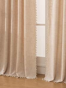 1pc Modern Linen Sheer Curtain - Japanese Linen Style, Rod Pocket Design, Suitable For Living Room And Bedroom - Transparent And Light-Filtering Curtain, Living Room Curtain, Bedroom Curtain (180g Fabric Weight) - Brown - View 7