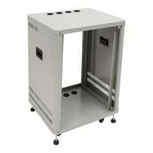 15U Rolling Network & Audio Rack With Top Shelf, Carbon Steel Open Front/Back Studio Cabinet With Casters And Levelling Feet, Ventilated Gray Rack For AV Gear Up To 300lbs - Grey - View 9