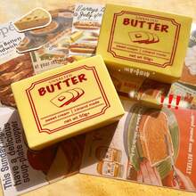 1块超柔软仿真黄油块，可挤压按压，慢回弹，逼真食物造型，减压玩具 - 彩色 - 查看 3