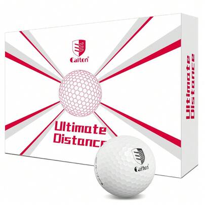  Caiton 高尔夫超远距离高尔夫球 - 双层结构，提供 3/6/12 件装选择，优质聚氨酯覆层，高弹性球芯，空气动力学设计，巡回赛职业规格，高尔夫球手的完美礼物。