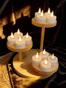 12pcs White Flameless LED Tealight Candles Set, Flickering Candle Lights For Halloween, Christmas, Birthday Party, Wedding And Other Holidays - White - View 1