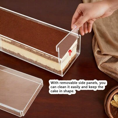 Khuôn làm tiramisu bằng acrylic trong suốt có nắp đậy - Khuôn bánh phô mai hình chữ nhật có thể tháo rời - Hộp trưng bày bánh mousse hình vuông - Khay đế bánh - Quà tặng Phục Sinh, Khuôn làm bánh, Giá đỡ bánh có nắp đậy, Bao bì bánh, Kệ trưng bày bánh, Hộp đựng thực phẩm
