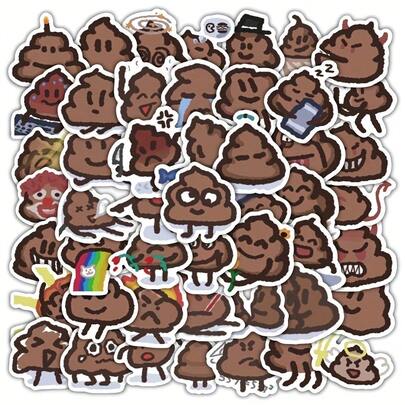 60张趣味便便贴纸，创意装饰贴纸，适用于手机、日记本