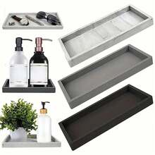 1pc Rectangular Silicone Diffuser Tray, Bathroom Vanity Countertop Decorative Organizer Tray, Marble Texture - Multicolor - View 4