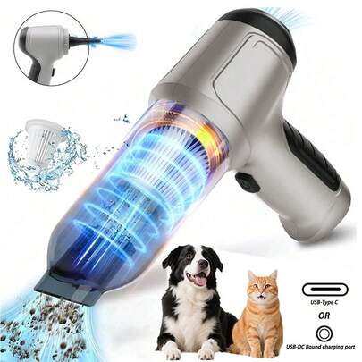 无绳吸尘器 - 适用于宠物毛发，可充电，超紧凑设计，轻巧便捷，适用于汽车、家庭、办公室、宠物场所，便携式手持吸尘器