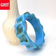 GNIT A Stylish Retro Marble-Patterned Gear-Shaped Acrylic Wide Bracelet For Women, A Chic And Minimalist Accessory For Vacation And Casual Outfits - Gear Bracelet - View 18